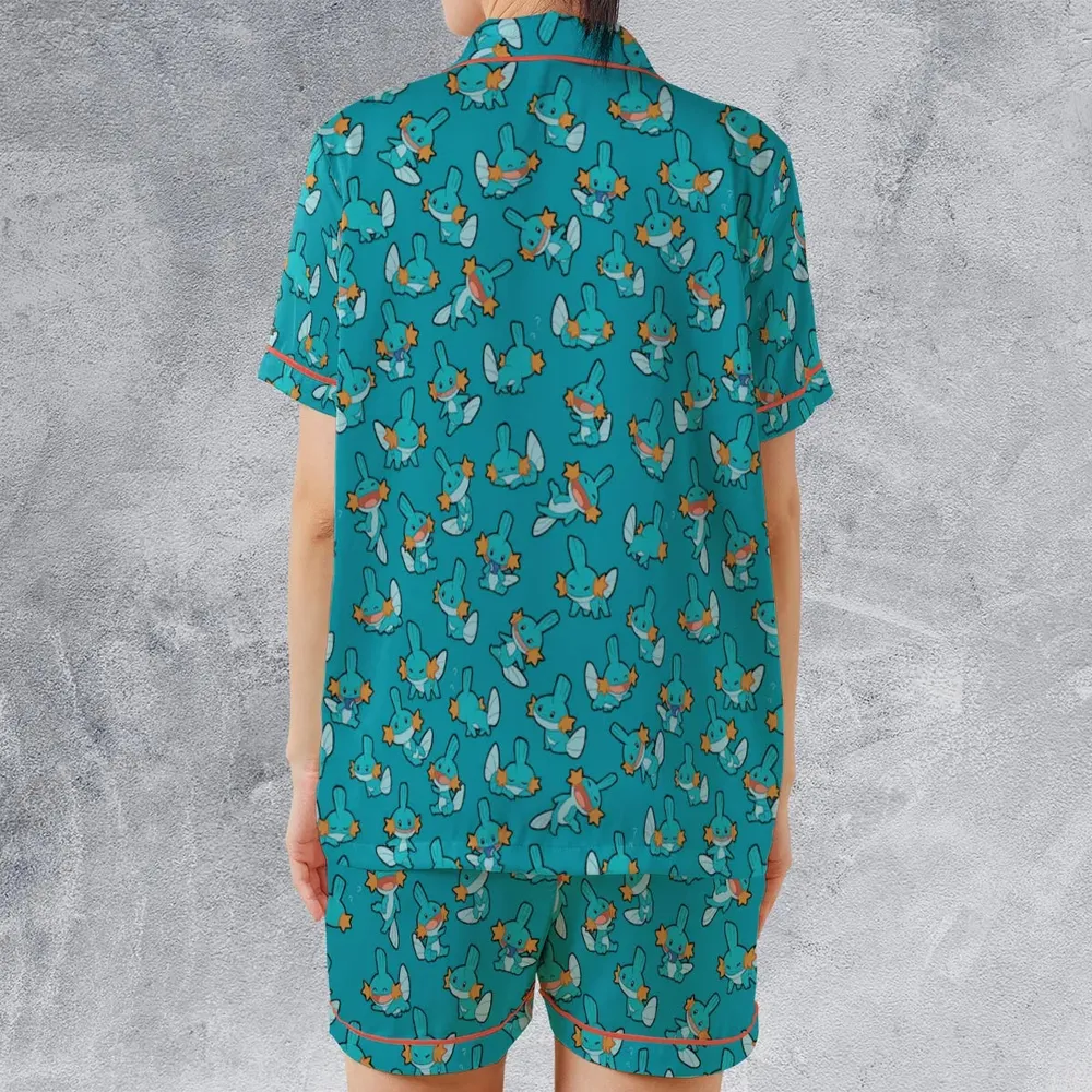 Cute Mudkips Pokemon Satin Short-Sleeve Pajamas Set - 2