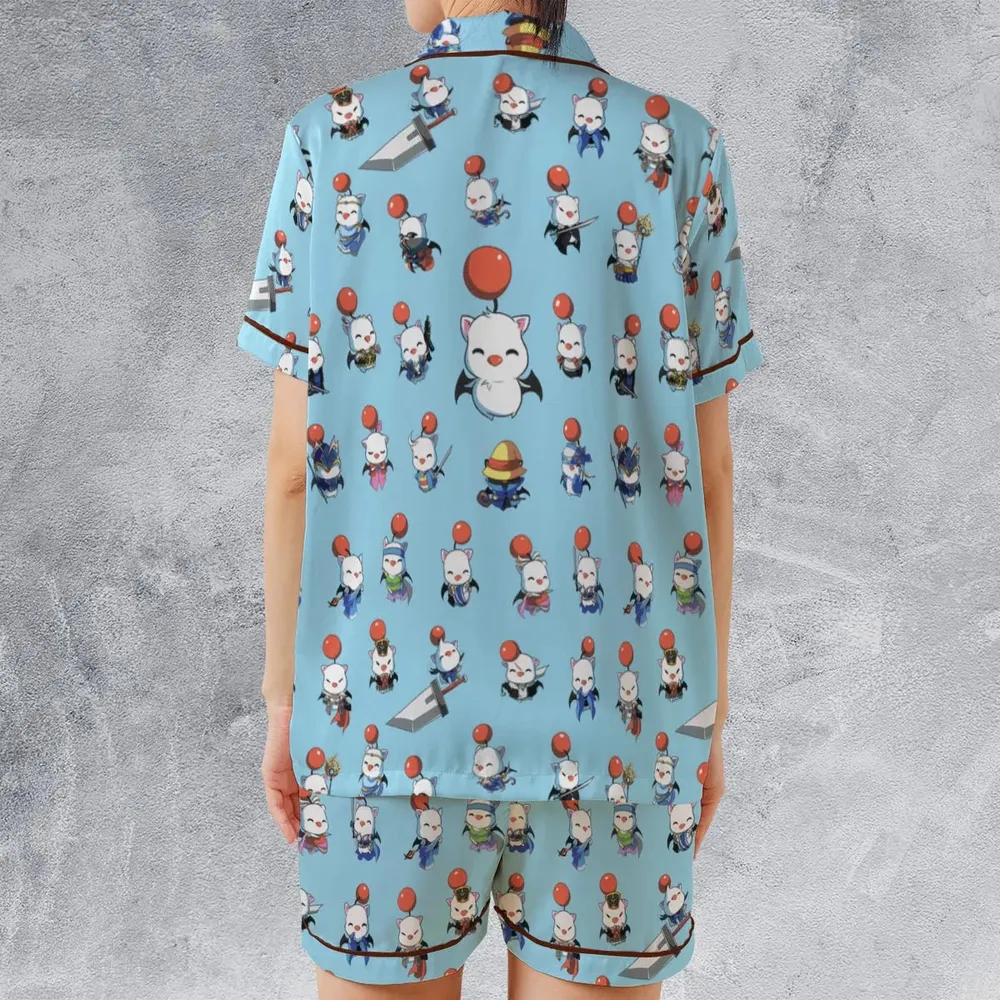 Cute Moogle Final Fantasy Satin Short-Sleeve Pajamas Set - 2