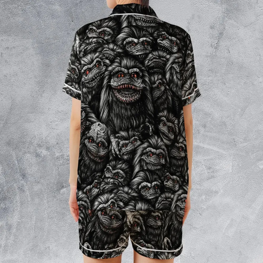 Critters Pattern Halloween Satin Short-Sleeve Pajamas Set - 2