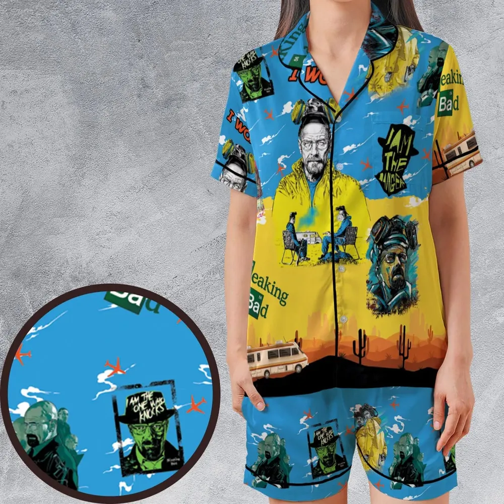 Cooking Meth Breaking Bad Satin Short-Sleeve Pajamas Set - 1