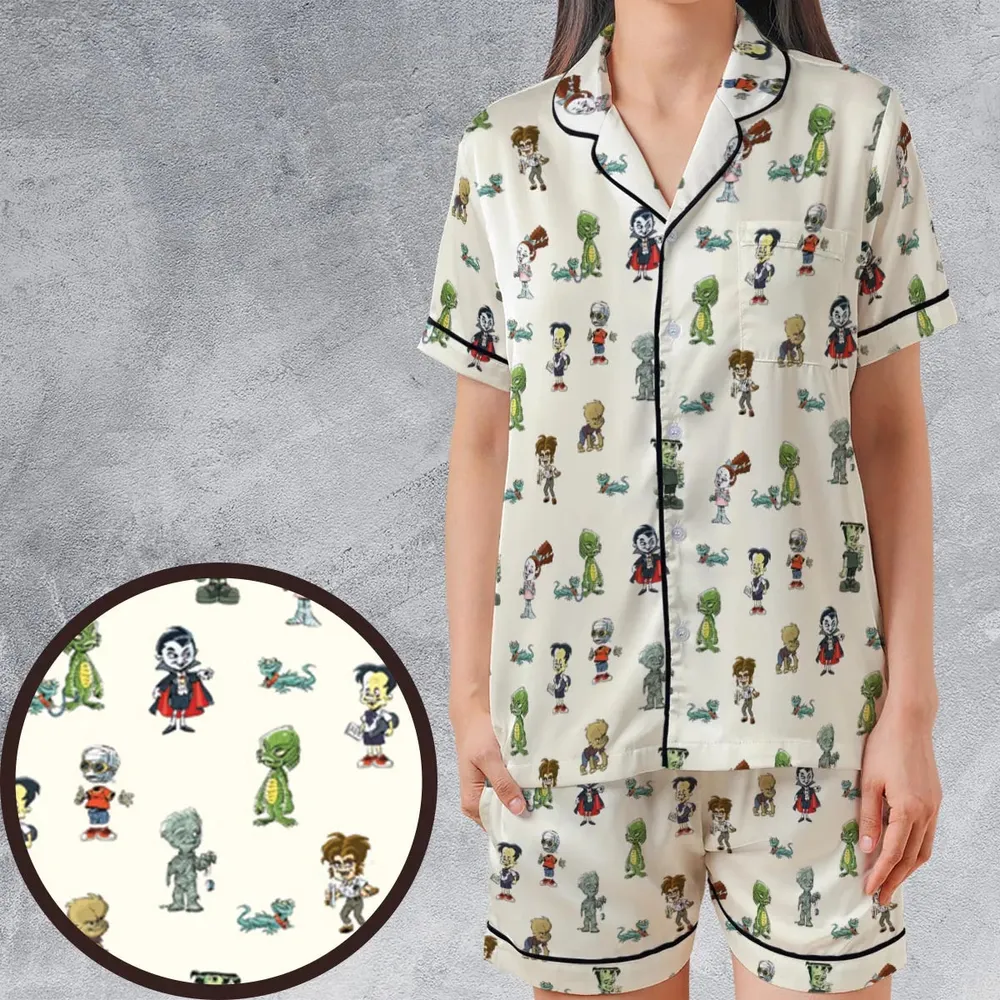 Classic Universal Monster Babies Satin Short-Sleeve Pajamas Set - 1