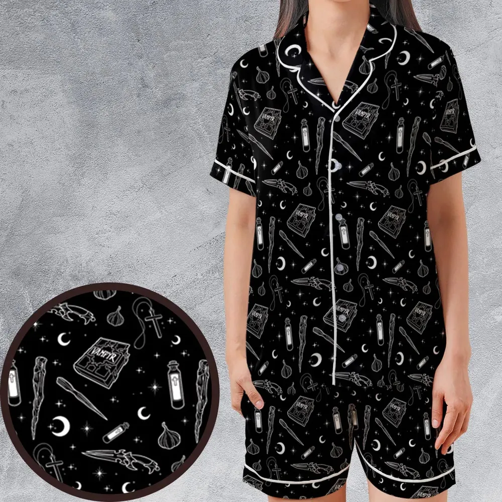 Buffy The Vampire Slayer Items Pattern Satin Short-Sleeve Pajamas Set - 1