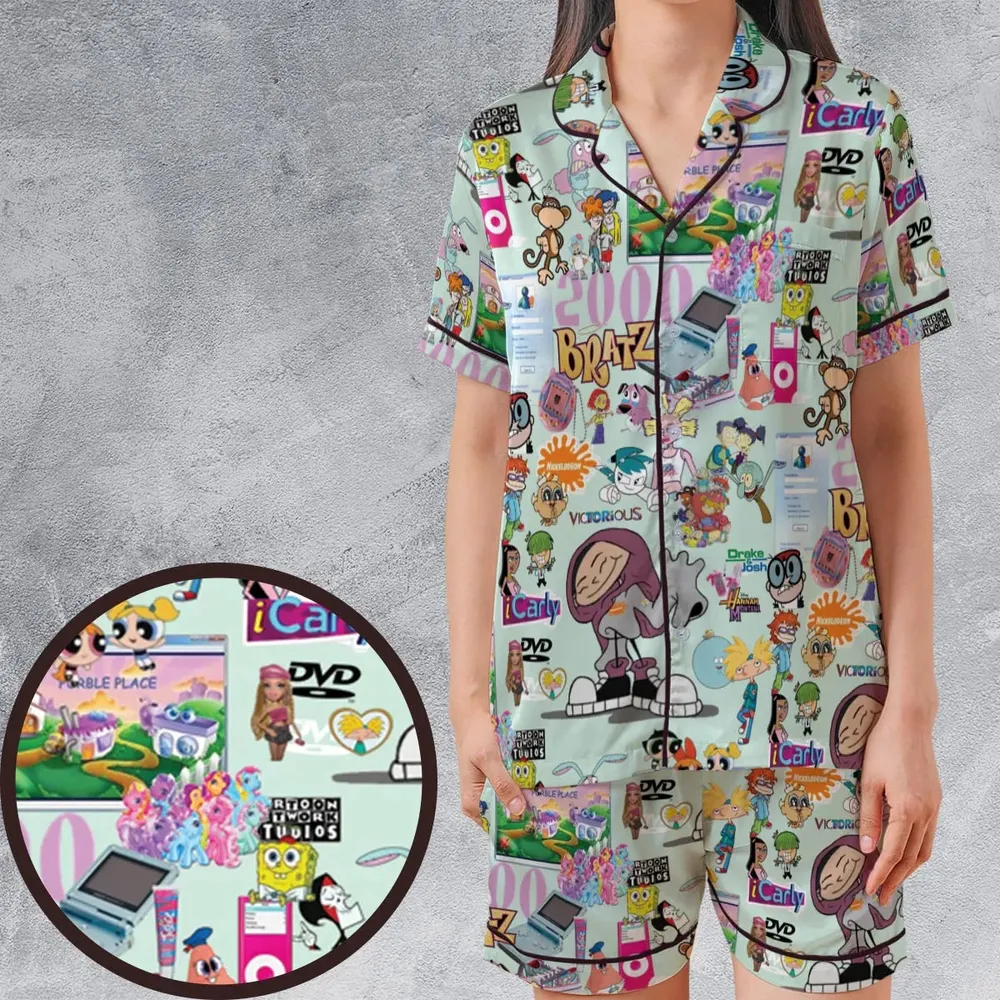 Born In The 2000s Satin Short-Sleeve Pajamas Set - 1