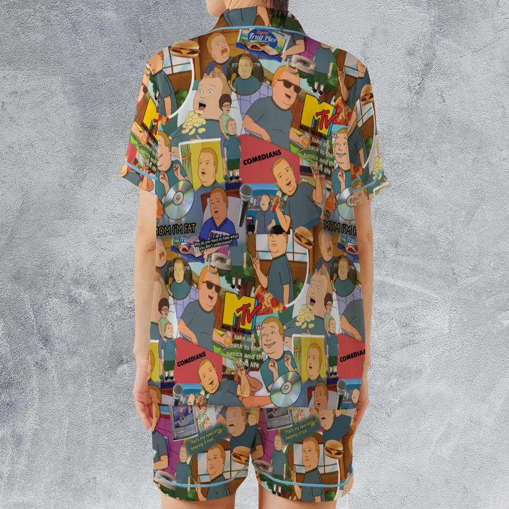 Bobby Face King Of The Hill Satin Short-Sleeve Pajamas Set - 2