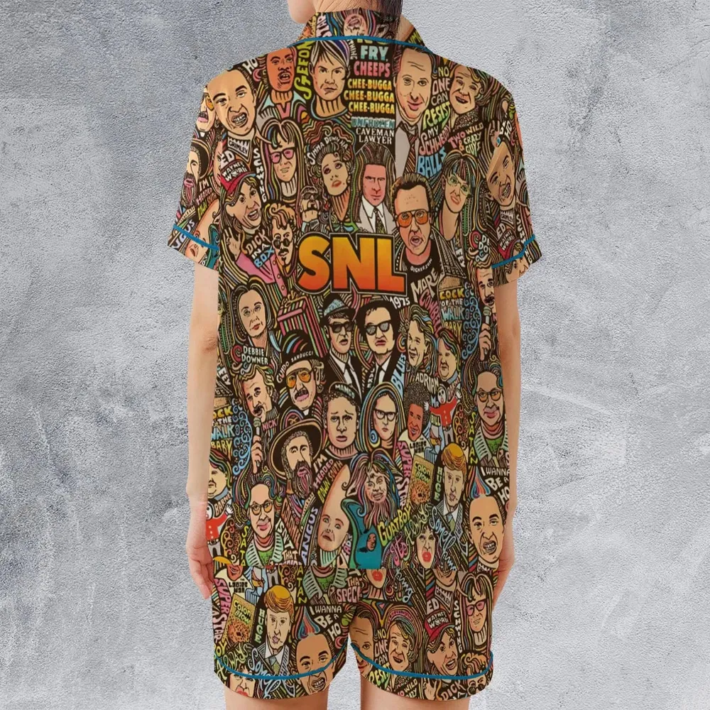 Blues Brothers Waynes World Coneheads SNL Characters Satin Short-Sleeve Pajamas Set - 2