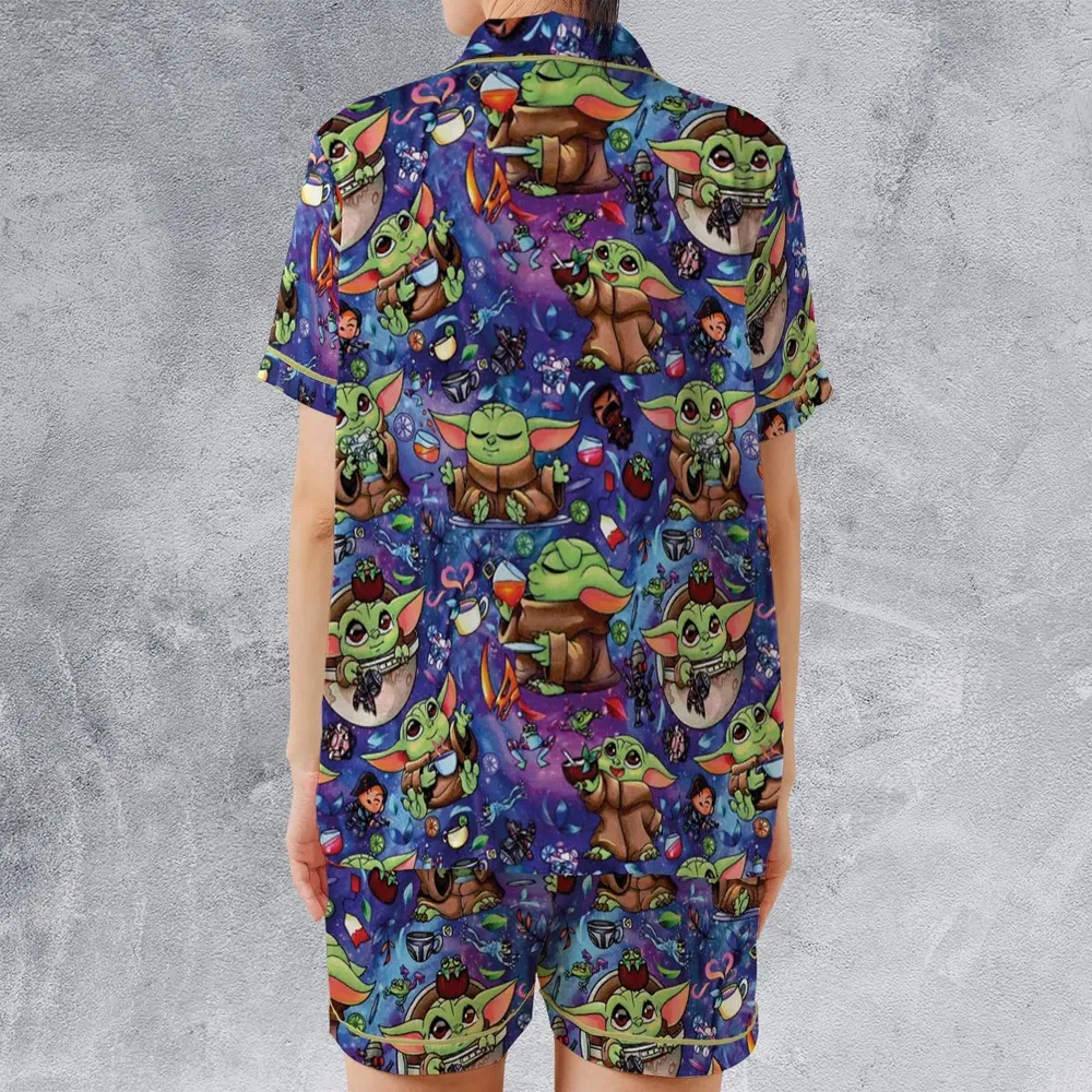 Baby Yoda In the Galaxy Satin Short-Sleeve Pajamas Set - 2