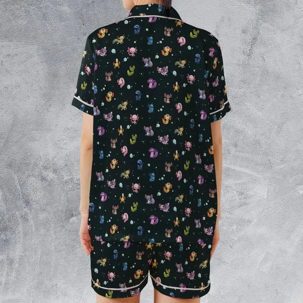 Axolotls Of The World Pattern Satin Short-Sleeve Pajamas Set - 2