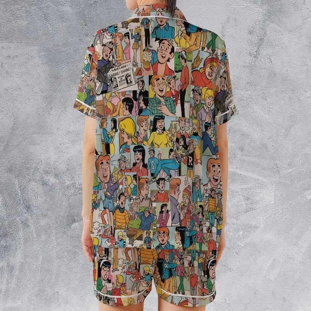 Archie Comics Characters Collage Satin Short-Sleeve Pajamas Set - 2