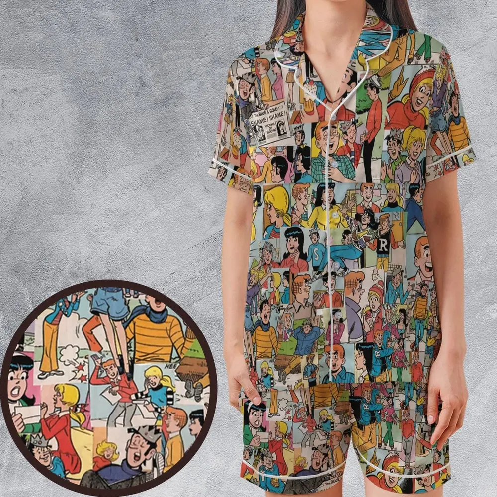 Archie Comics Characters Collage Satin Short-Sleeve Pajamas Set - 1