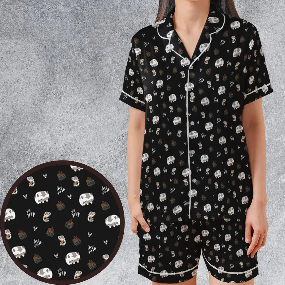 Appa Yip Yip Avatar Pattern Satin Short-Sleeve Pajamas Set - 1