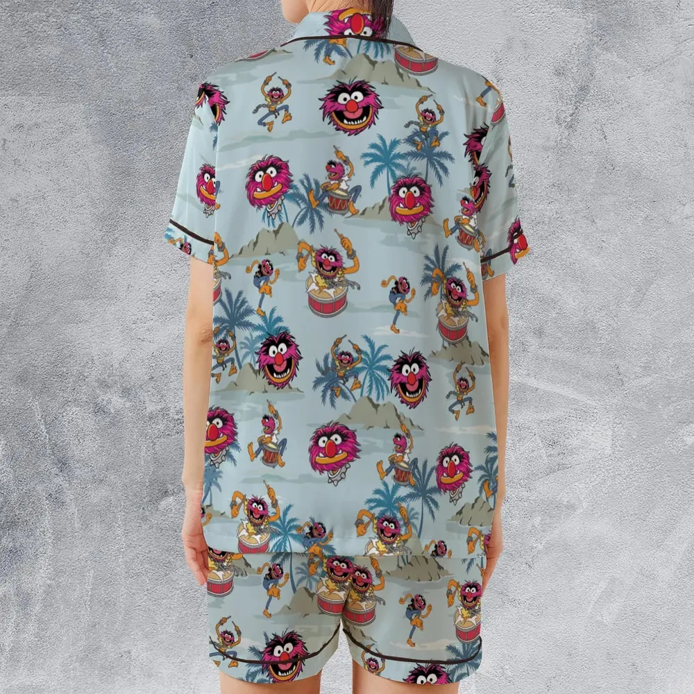 Animal The Muppet Show Drum Tropical Satin Short-Sleeve Pajamas Set - 2