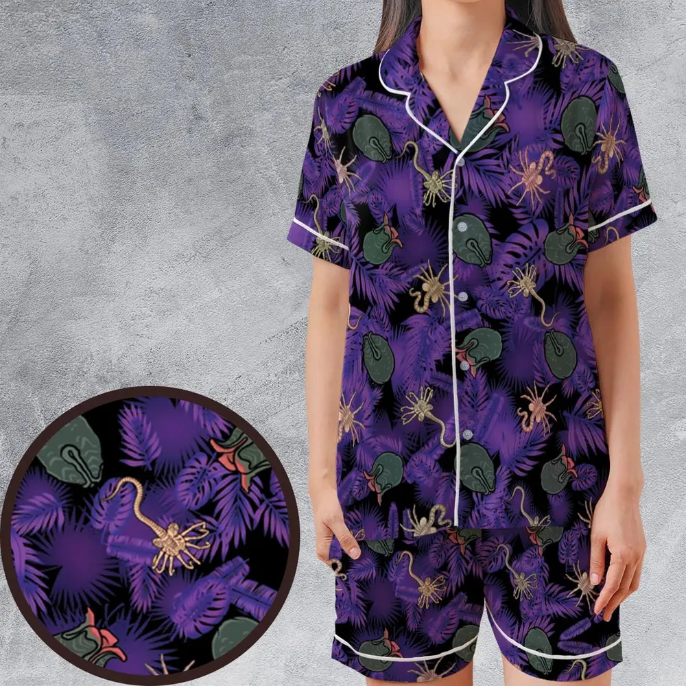 Alien Facehugger Ovomorph Satin Short-Sleeve Pajamas Set - 1