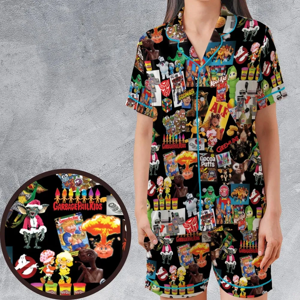 80's Kids Starter Pack Satin Short-Sleeve Pajamas Set - 1