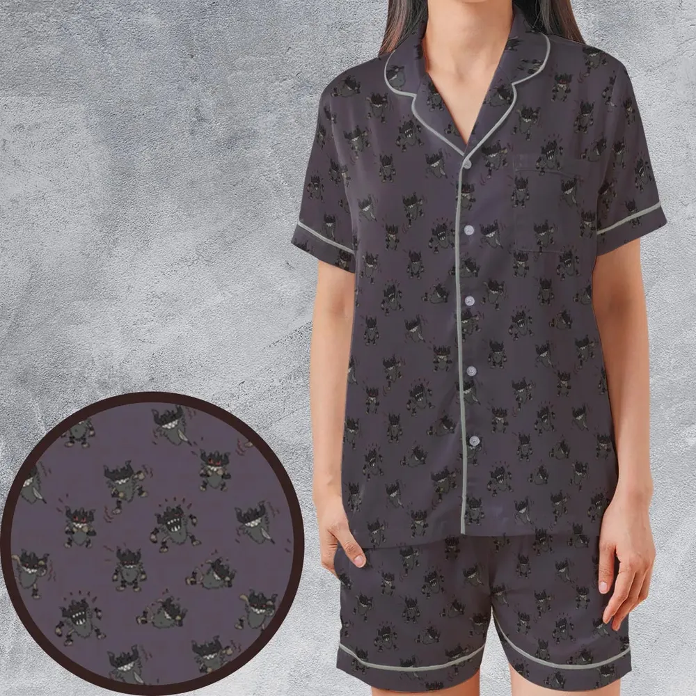 Perrrrrserker Pokemon Pattern Satin Short-Sleeve Pajamas Set - 1