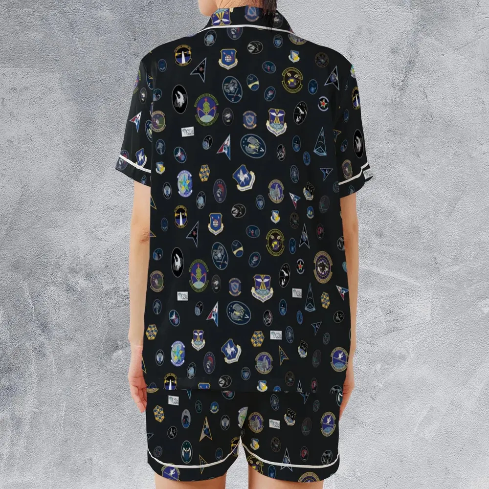 Space Force Squadron Pattern Satin Short-Sleeve Pajamas Set - 2
