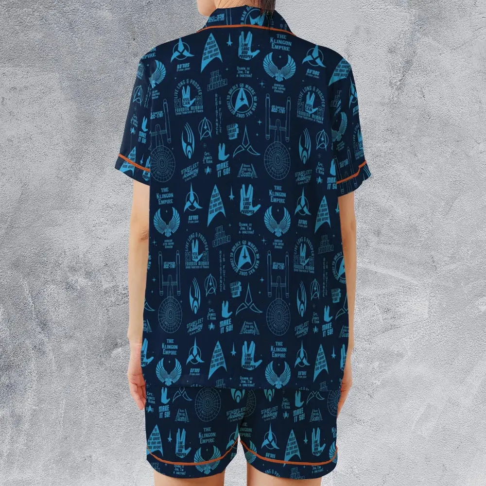 Trekkie Star Trek Pattern Satin Short-Sleeve Pajamas Set - 2
