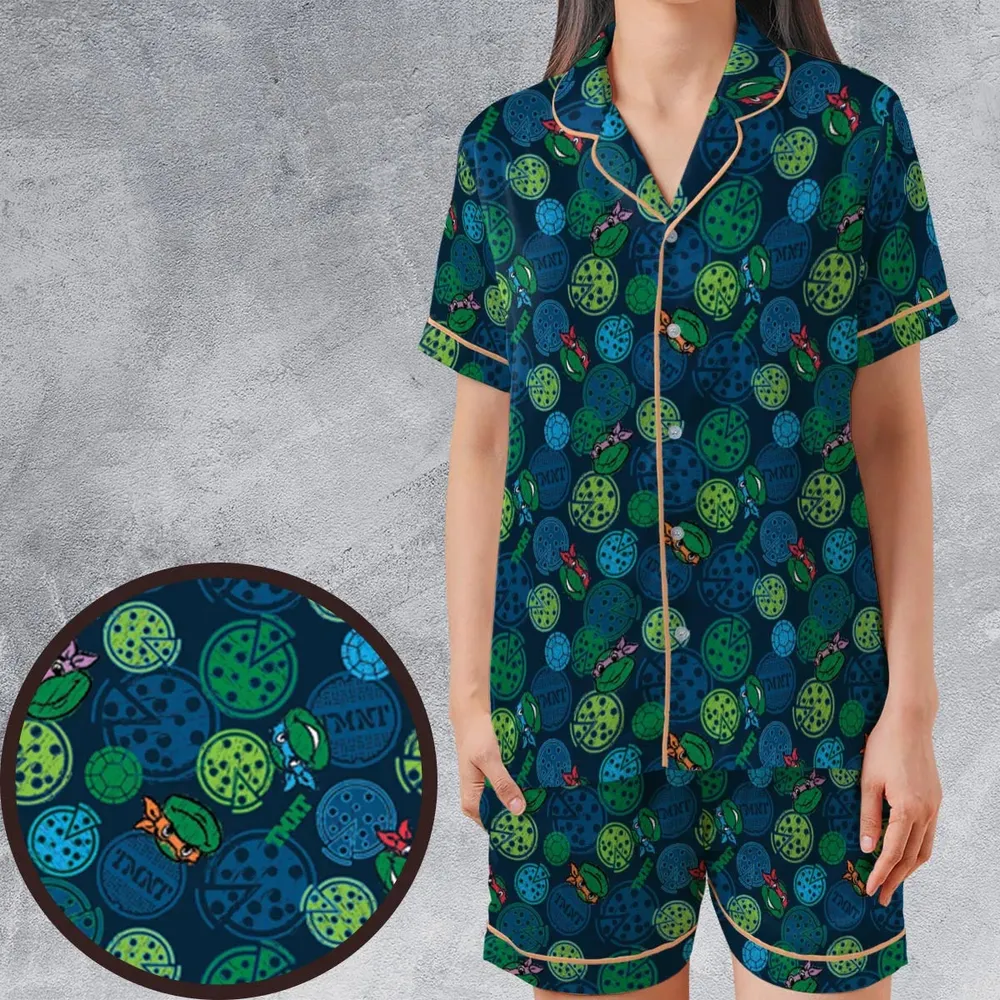 Teenage Mutant Ninja Turtles Pizza Satin Short-Sleeve Pajamas Set - 1