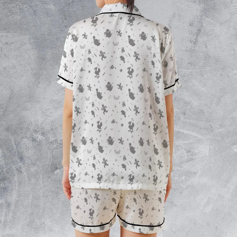 Final Fantasy Creatures Pattern Satin Short-Sleeve Pajamas Set - 2