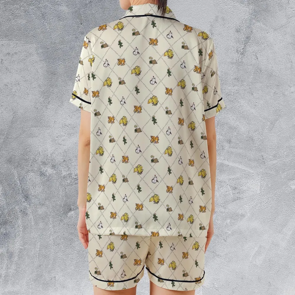 Final Fantasy Sleeping Creatures Pattern Satin Short-Sleeve Pajamas Set - 2