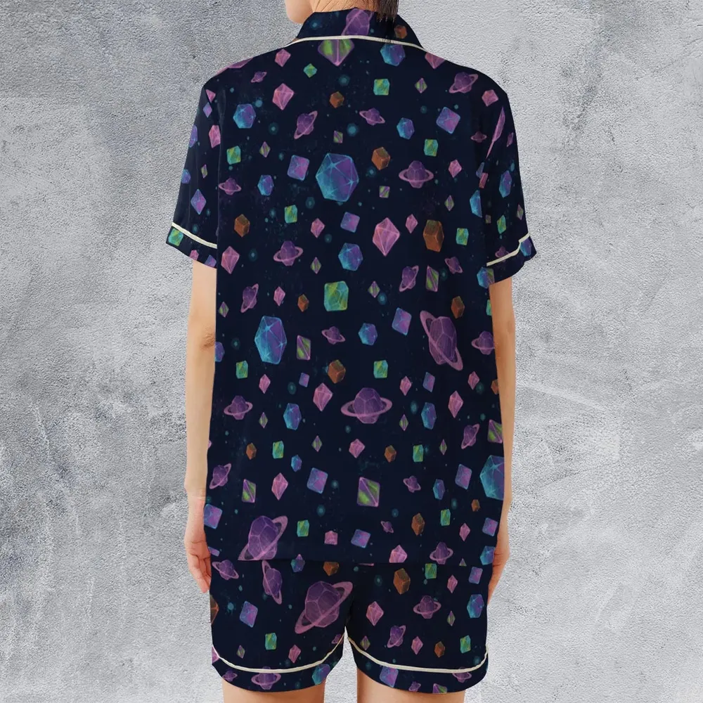 Galaxy Of Dices DnD Pattern Satin Short-Sleeve Pajamas Set - 2