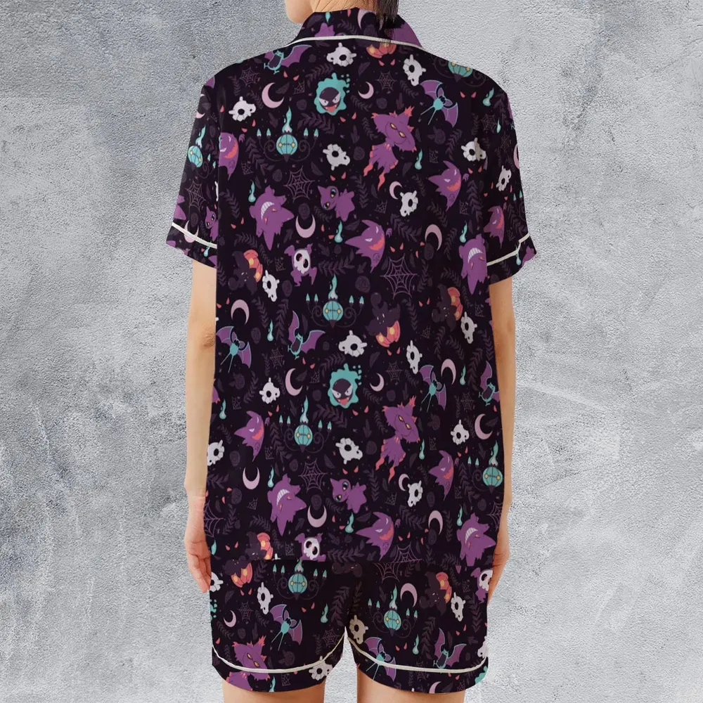 Lavender Town Pokemon Pattern Satin Short-Sleeve Pajamas Set - 2