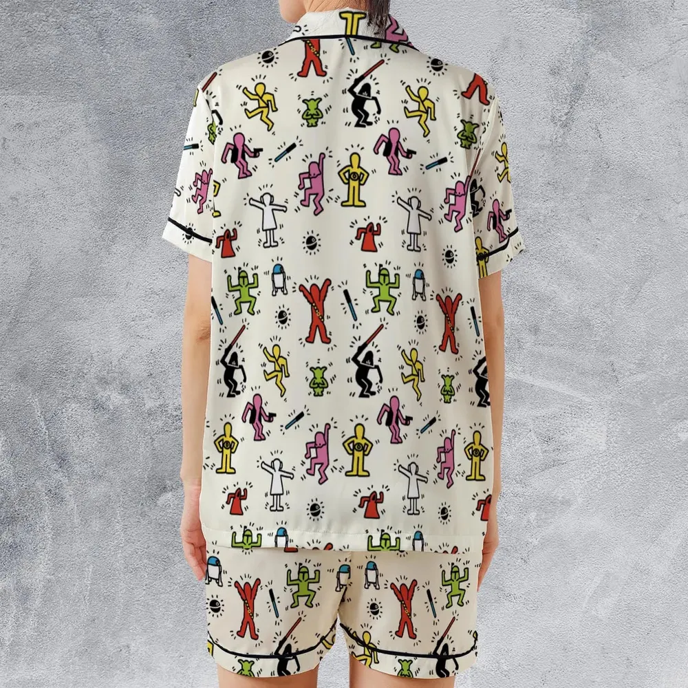 Pop Wars Star Wars Pop Art Pattern Satin Short-Sleeve Pajamas Set - 2