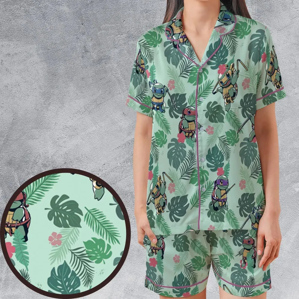 Teenage Mutant Ninja Squirtle Satin Short-Sleeve Pajamas Set - 1