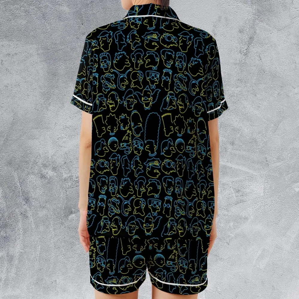The Simpsons Neon Satin Short-Sleeve Pajamas Set - 2