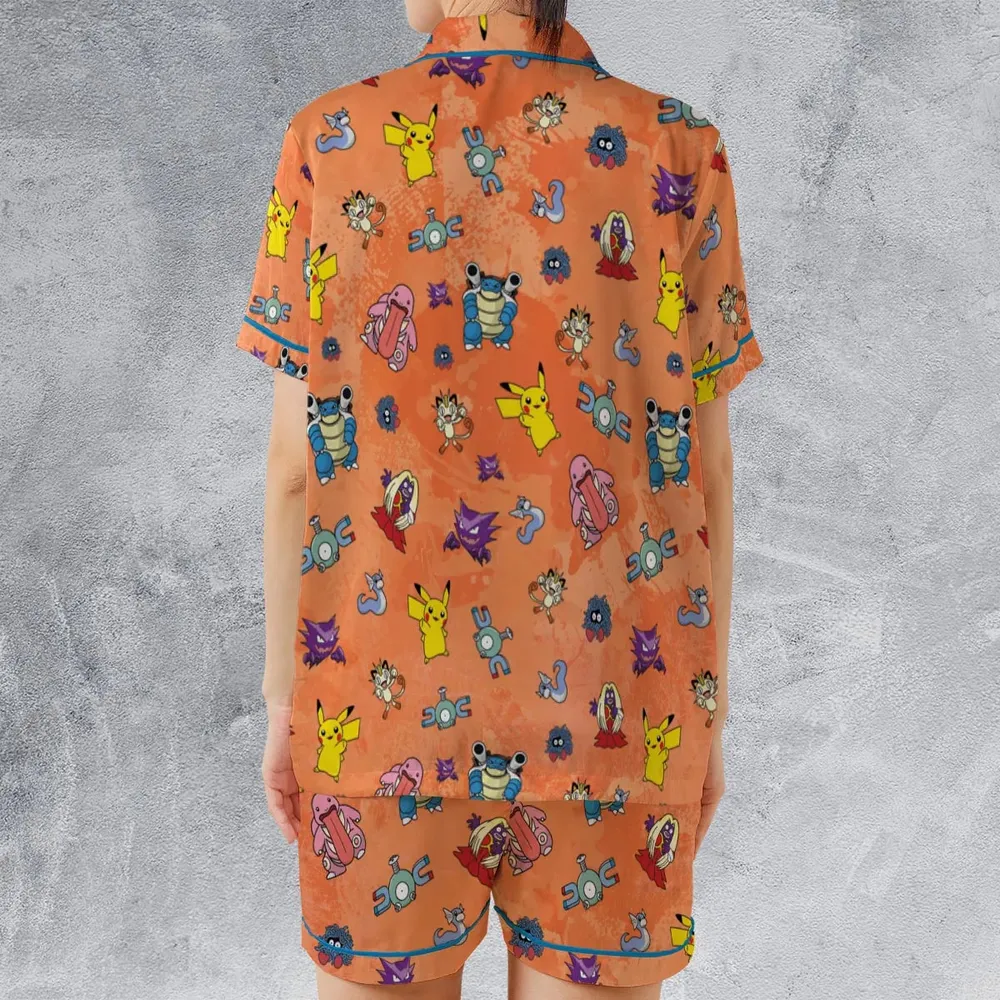 Pokemon Character Scatter Satin Short-Sleeve Pajamas Set - 2