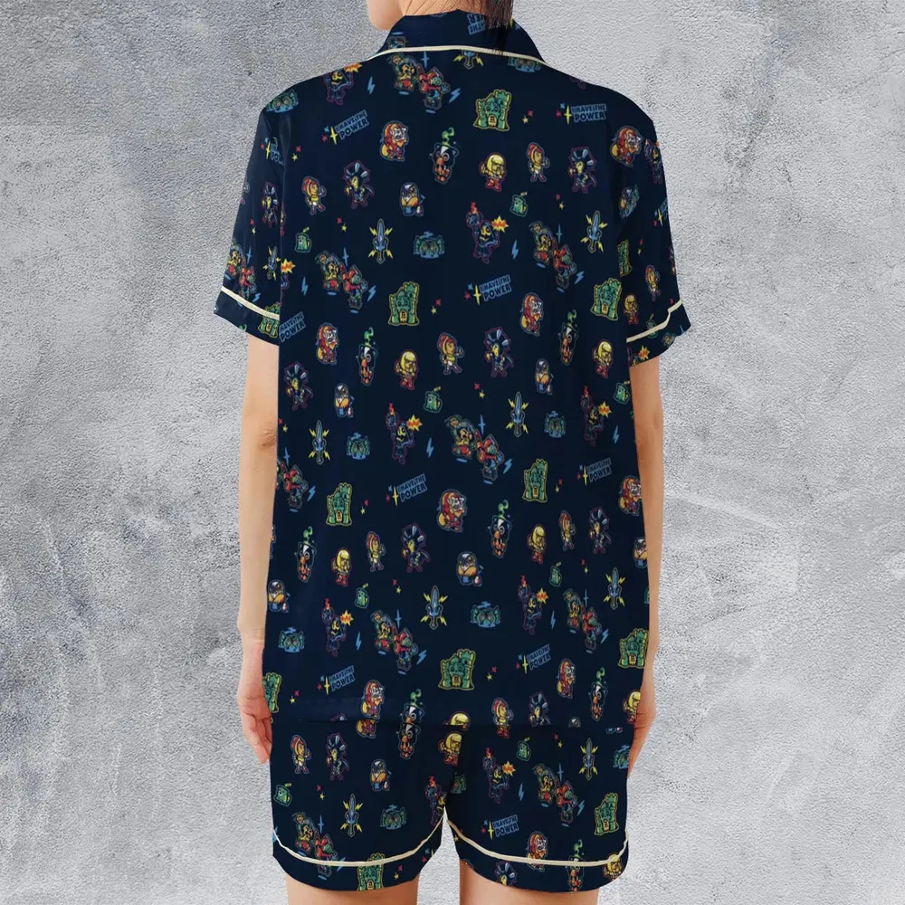Masters Of The Universe Funny Pattern Satin Short-Sleeve Pajamas Set - 2