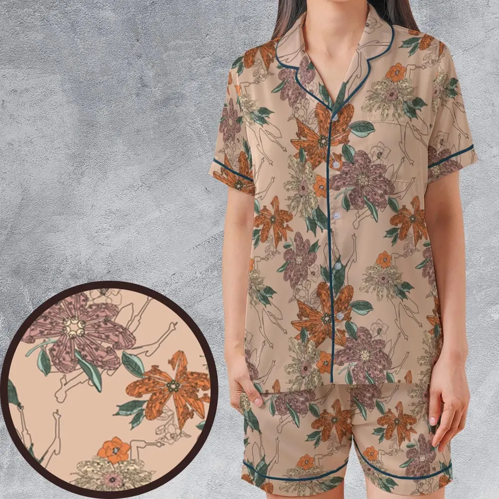 Star Wars Ships Floral Pattern Satin Short-Sleeve Pajamas Set - 1