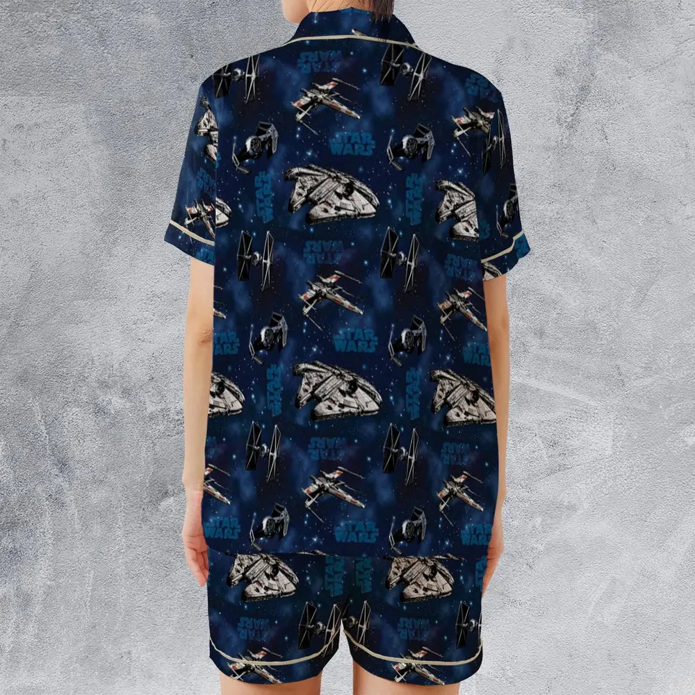 Star Wars Ships Pattern Satin Short-Sleeve Pajamas Set - 2