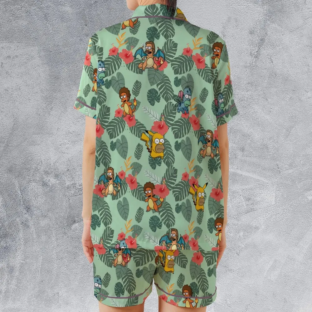 Simpsonmon The Simpsons Pokemon Mashup Satin Short-Sleeve Pajamas Set - 2