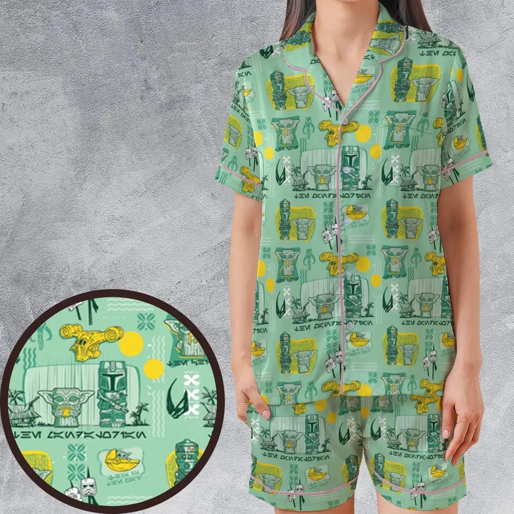 The Mandalorian Star Wars Aloha Satin Short-Sleeve Pajamas Set - 1