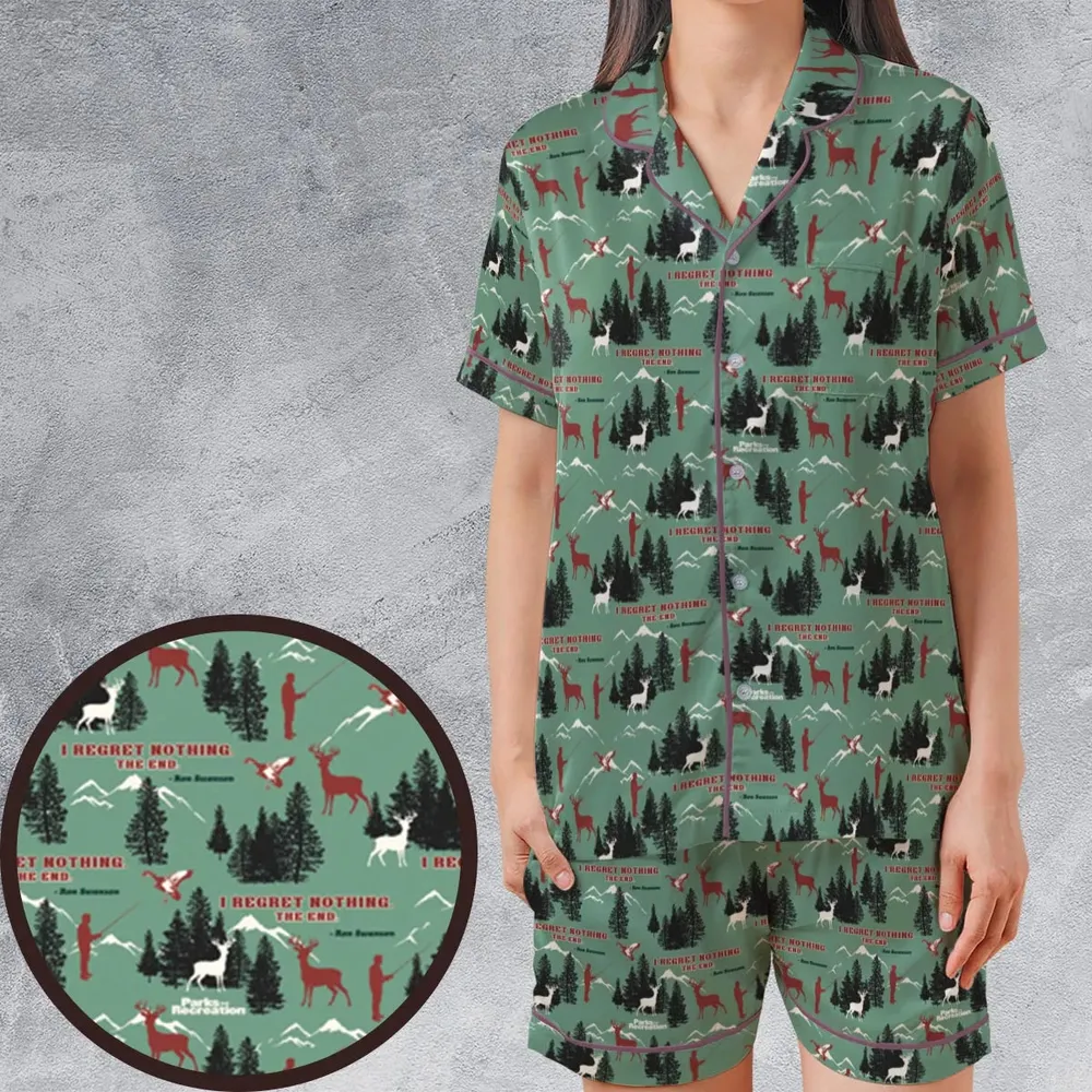 I Regret Nothing Park And Recreation Satin Short-Sleeve Pajamas Set - 1