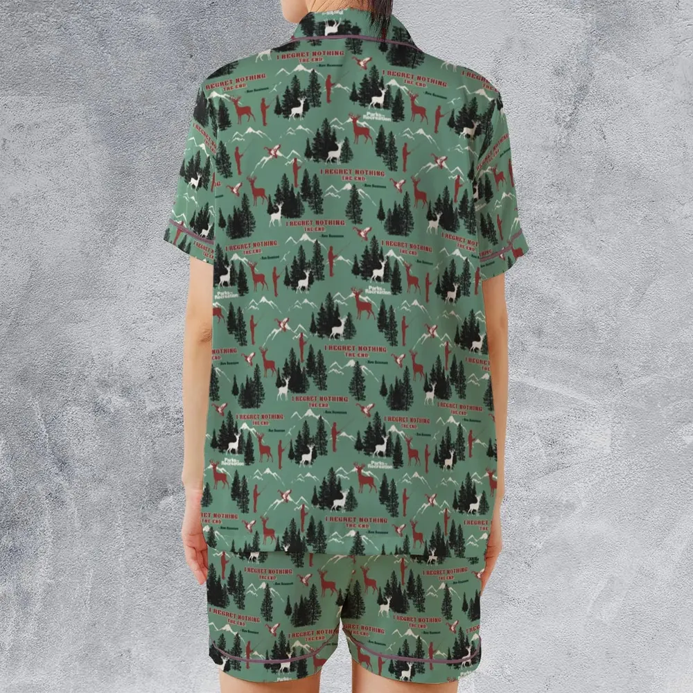 I Regret Nothing Park And Recreation Satin Short-Sleeve Pajamas Set - 2