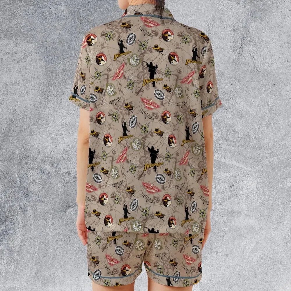 Indiana Jones Patterns Satin Short-Sleeve Pajamas Set - 2