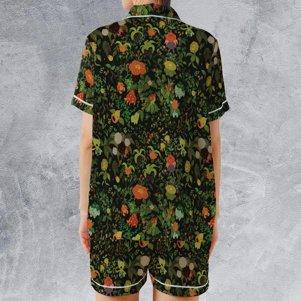 Grass Pokemon Patterns Satin Short-Sleeve Pajamas Set - 2