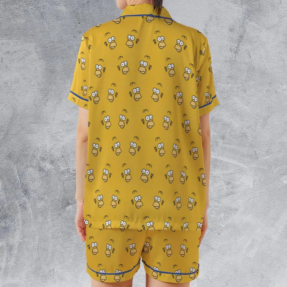 Homer Simpson Pattern Satin Short-Sleeve Pajamas Set - 2
