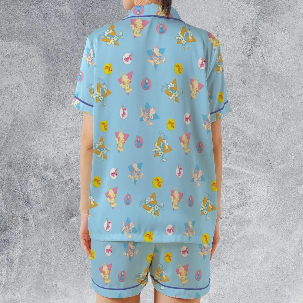 Rocko and Spunky Pattern Rocko's Modern Life Satin Short-Sleeve Pajamas Set - 2