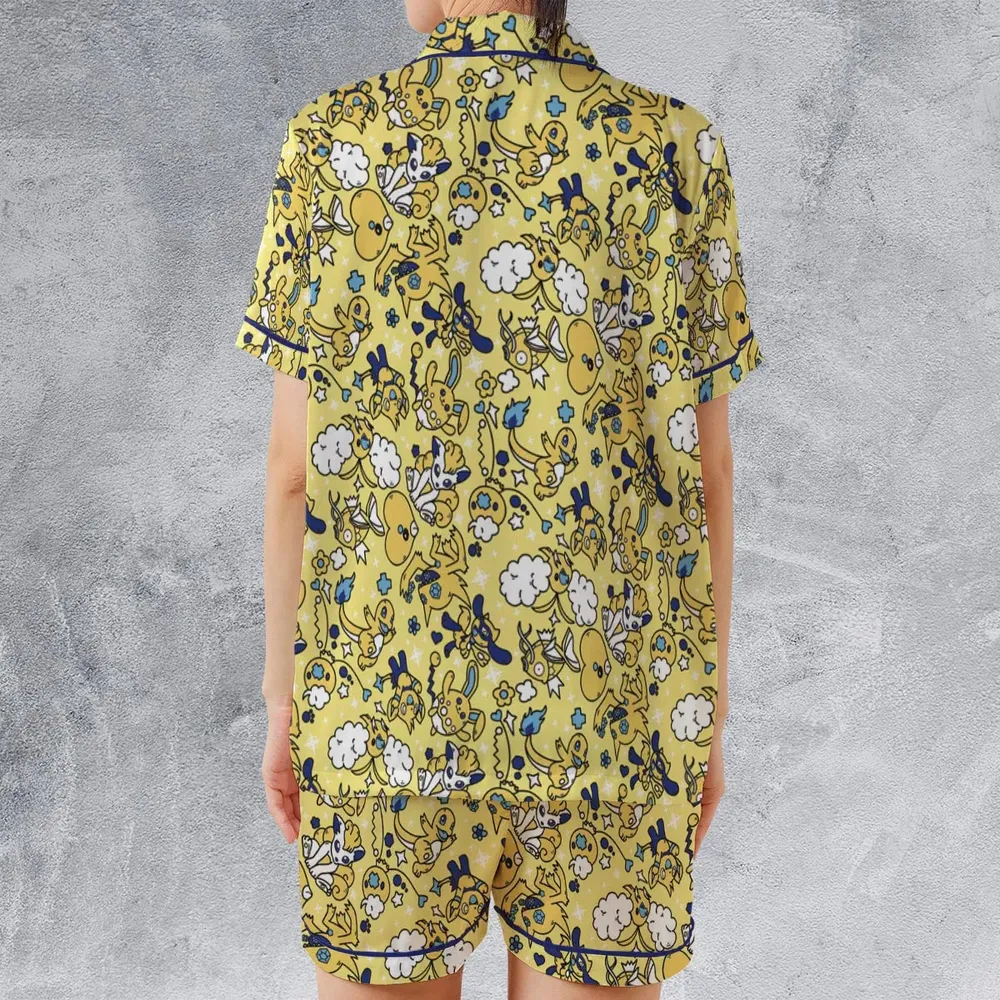 Shiny Magikarp Pokemon Pattern Satin Short-Sleeve Pajamas Set - 2