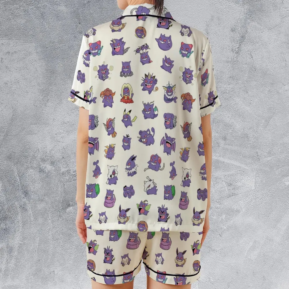 Gengar Cosplay Pokemon Satin Short-Sleeve Pajamas Set - 2