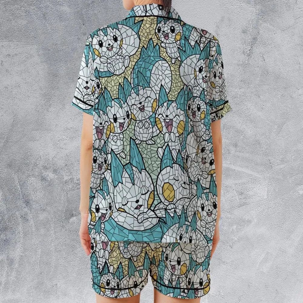Pachirisu Stained Glass Pokemon Satin Short-Sleeve Pajamas Set - 2