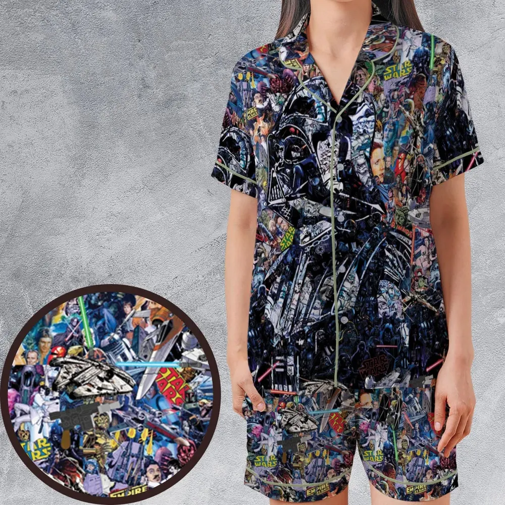 Star Wars Darth Vader All in One Satin Short-Sleeve Pajamas Set - 1