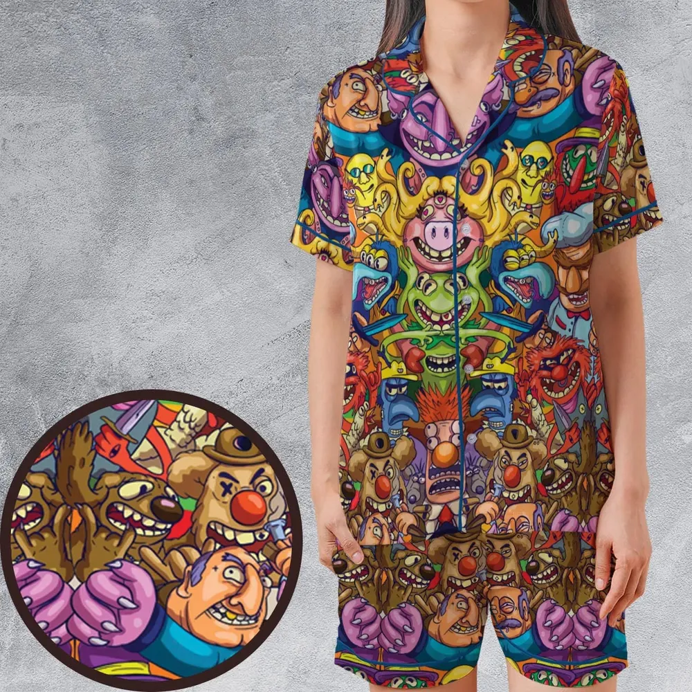 Monster Muppets The Muppets Characters Satin Short-Sleeve Pajamas Set - 1