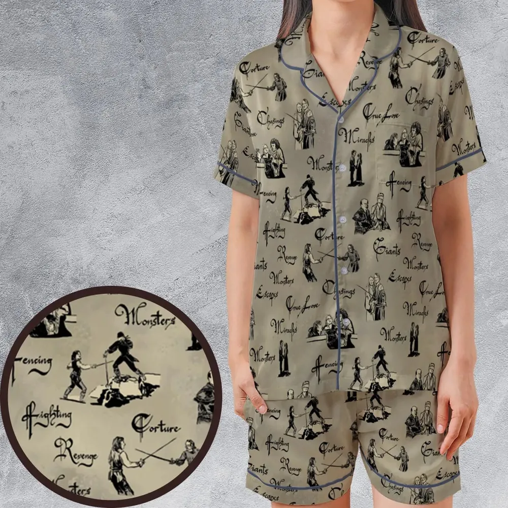 Hencing Fighting The Princess Bride Satin Short-Sleeve Pajamas Set - 1