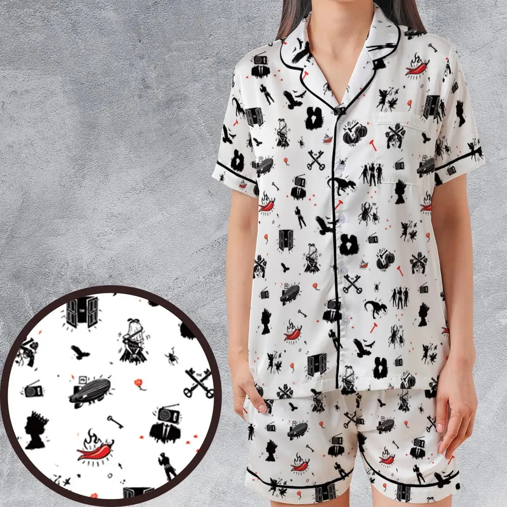 Legandary Bands Mashup Satin Short-Sleeve Pajamas Set - 1