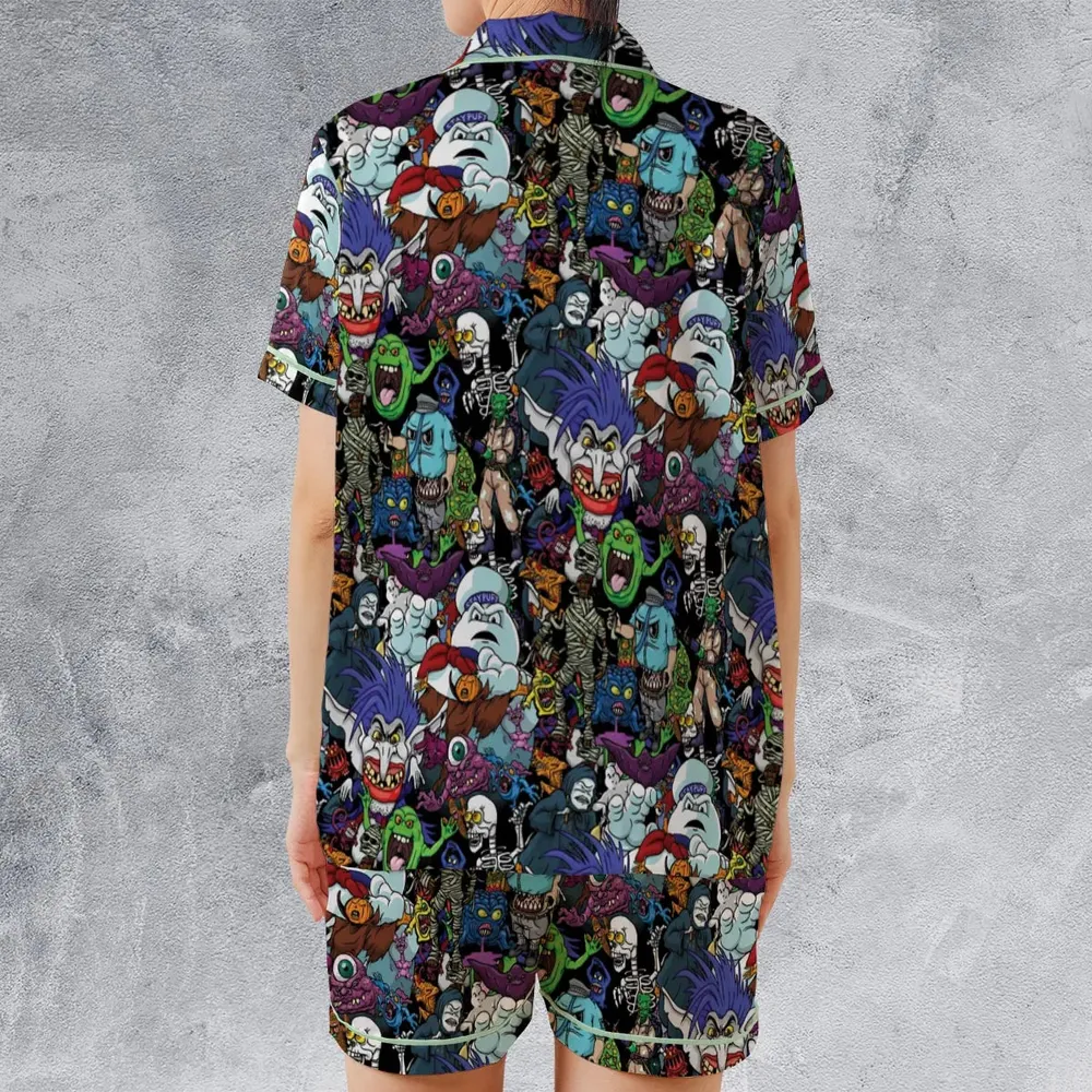 I Ain't Afraid Of No Ghosts Satin Short-Sleeve Pajamas Set - 2
