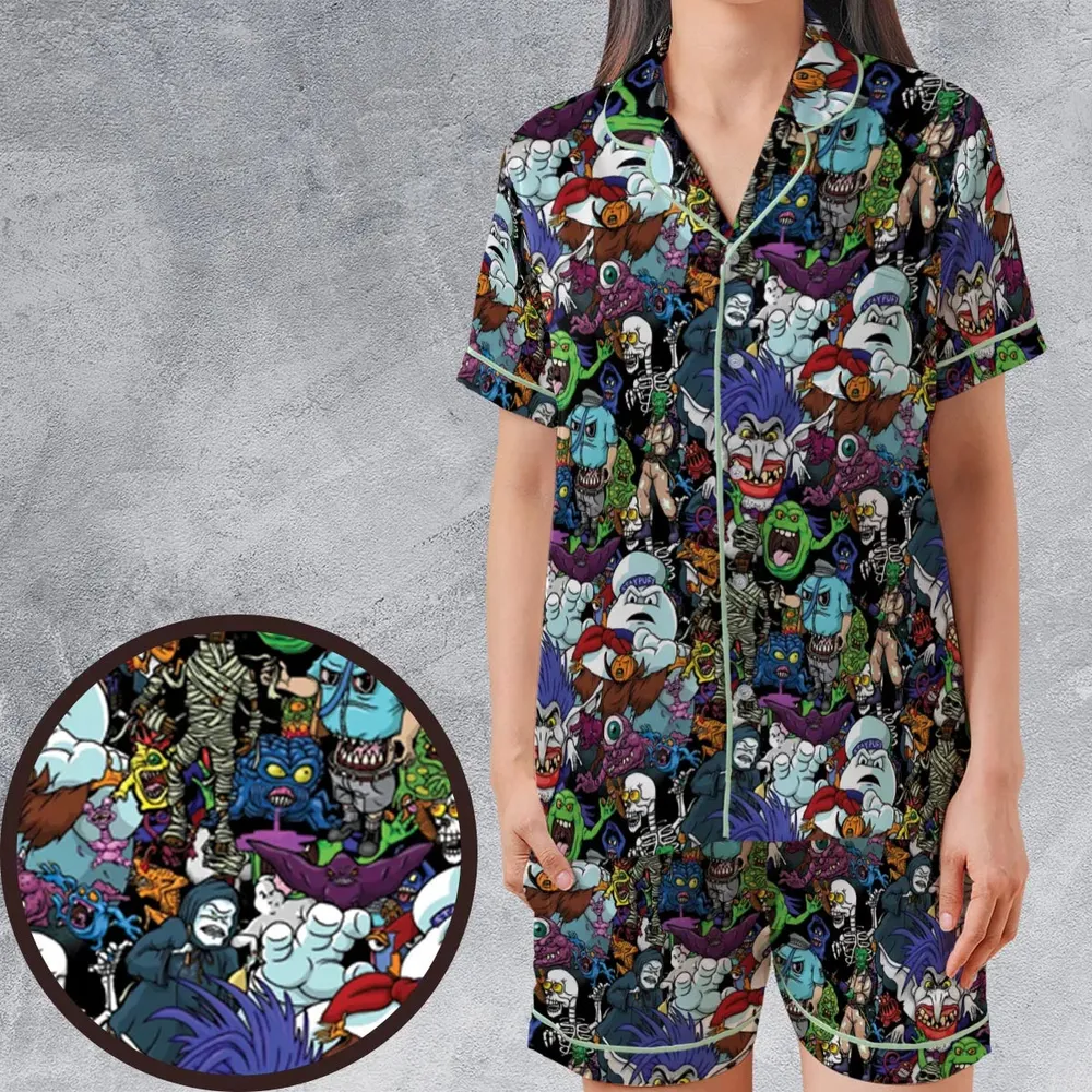 I Ain't Afraid Of No Ghosts Satin Short-Sleeve Pajamas Set - 1