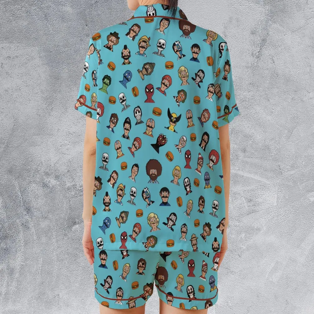 Many Faces of Bob's Burger Satin Short-Sleeve Pajamas Set - 2